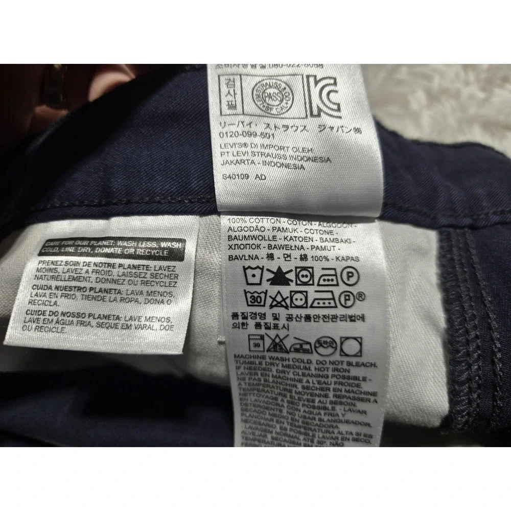 Levis Mens Navy Blue‎ Ripstop Cargo Shorts Size W34 Distressed Pockets